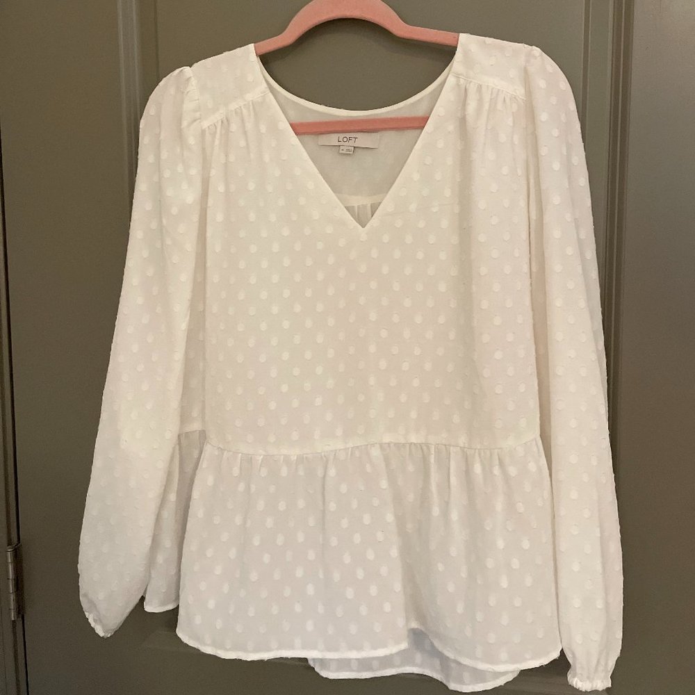 Loft Clip Peplum Blouse White M